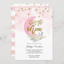 Search for we are over the moon baby shower invitations Pink and gold