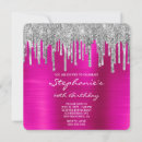 Search for fuchsia pink and silver invitations Glitter