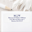 Search for navy blue monogram return address labels Monogrammed