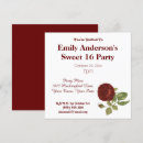 Search for red rose sweet 16 invitations Floral