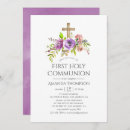 Search for pink and purple first communion invitations Floral