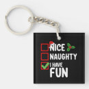Search for naughty or nice key rings Santa
