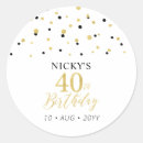 Search for gold 40th birthday stickers Black