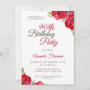 Search for red 90th birthday invitations Ninety