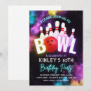 Search for neon bowling birthday invitations Glow bowling party