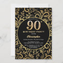 Search for 90 year old birthday invitations Black and gold
