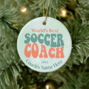 Search for soccer coach christmas tree decorations Name customised athlete