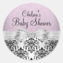 Search for pink damask baby shower stickers Silver