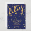 Search for blue and gold 50th birthday invitations Simple