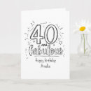 Search for black white 40th birthday cards 40 and fabulous