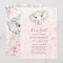 Search for pink grey elephant baby shower invitations Watercolor