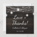 Search for barn wood string lights thank you cards Love and thanks