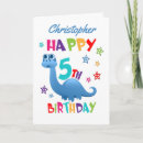 Search for dinosaur 5th birthday cards Blue