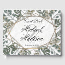 Search for green white wedding guest books Typography
