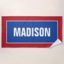Search for red white blue beach towels Typography