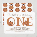 Search for horizontal twins 1st birthday invitations Bear