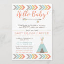 Search for tribal feathers baby shower invitations Teepee