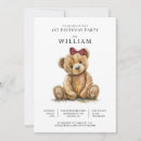 Search for girl teddy bear birthday invitations Modern