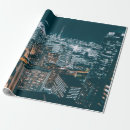 Search for city buildings wrapping paper Retro