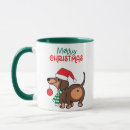 Search for funny dog christmas mugs Dachshund