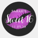 Search for purple black sweet 16 stickers 16th birthday party