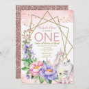 Search for floral unicorn 1st birthday invitations Gold
