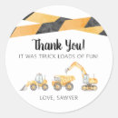 Search for thank you construction stickers Construction truck birthday