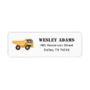 Search for construction birthday return address labels Dump truck