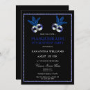 Search for blue and black masquerade party invitations For her