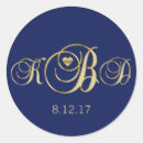 Search for blue and gold wedding stickers Initials