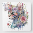 Search for cat face clocks Watercolor