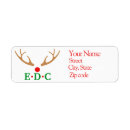 Search for reindeer antlers return address labels Red nose
