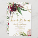 Search for burgundy and gold sweet 16 invitations Red