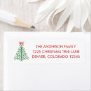 Search for green tree return address labels Modern christmas
