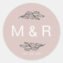 Search for modern floral wedding stickers Blush