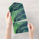 Search for northern lights wedding invitations Green