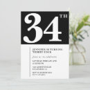 Search for 34th birthday invitations Black and white
