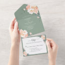 Search for sage green and peach wedding invitations Floral