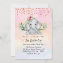 Search for baby elephant birthday invitations Pink