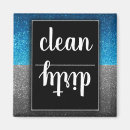 Search for clean dirty dishes sign magnets Black and white