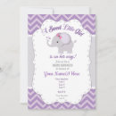 Search for purple grey baby shower invitations Elephant