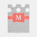 Search for coral and grey blankets Monogrammed