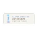 Search for blue stripe return address labels Simple
