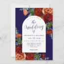 Search for navy blue and burnt orange wedding invitations Watercolor floral