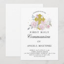 Search for pink and gold first communion invitations Catholic