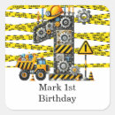 Search for construction square stickers Birthday