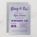 Search for royal purple sweet 16 invitations Sparkle