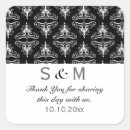Search for black and white damask wedding stickers Thank you