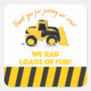 Search for construction party thank you stickers Bulldozer