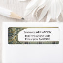Search for blue and grey return address labels Vintage